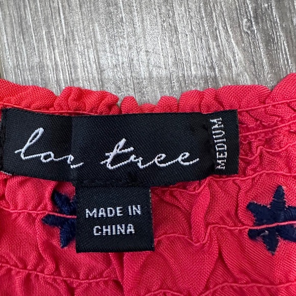 🛍️Love Tree Red with blue embroidered dress Size M - Picture 5 of 5